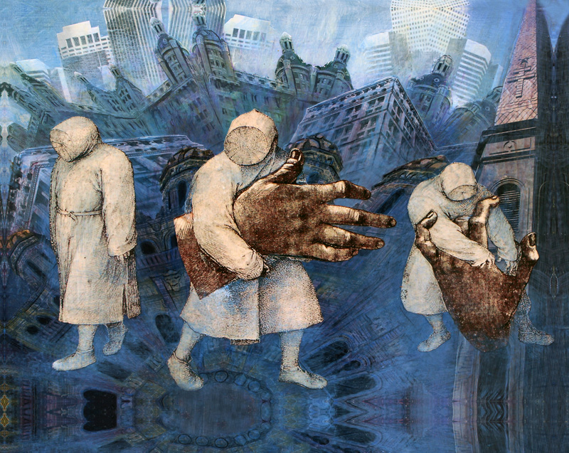 The Hand Harvestors - Mixed Media Collage - (18" x 14" Original Available)